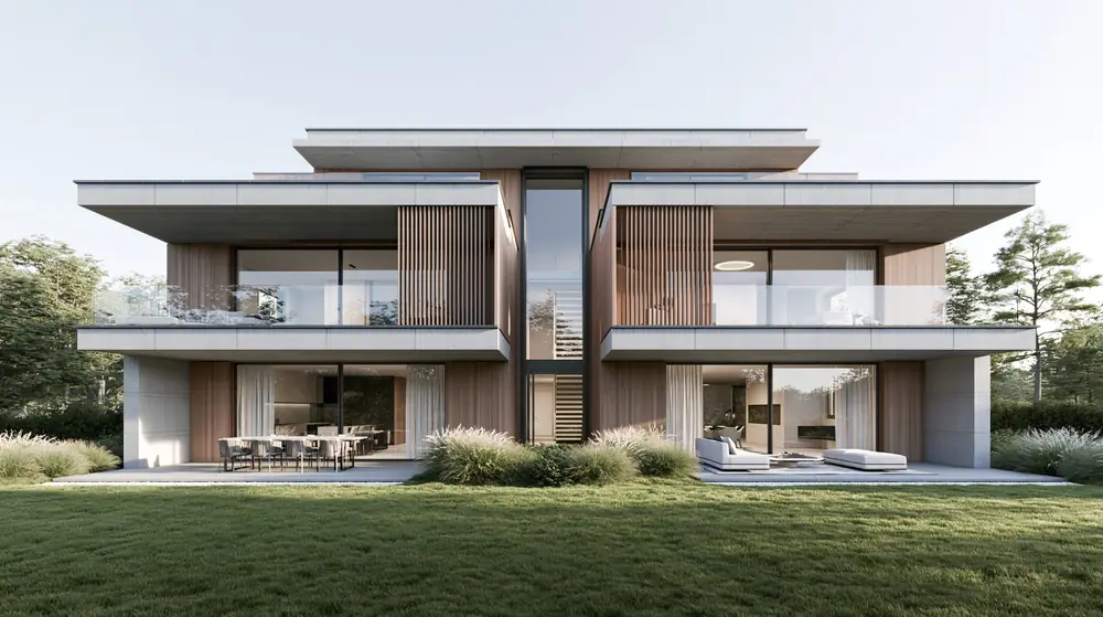 Rendu architectural d'une maison contemporaine